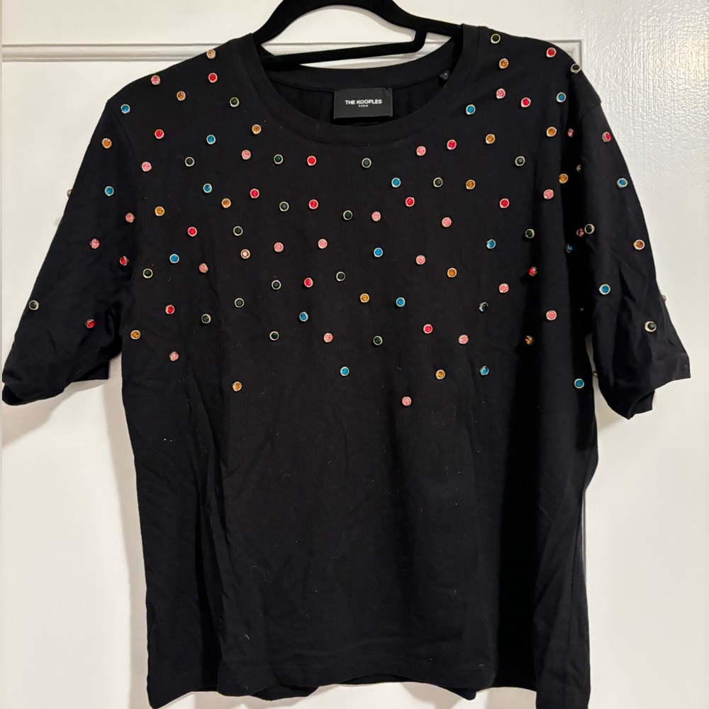 The Kooples t-shirt embellished with multi-colored rhinestones
